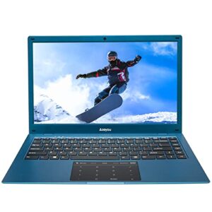azeyou newest 14.1" thin light business student laptop computer, up to 2.8ghz celeron n4020 processor, 4gb ddr4 ram, 64gb storage, 2mp webcam, wifi, bluetooth, windows 11 laptop blue