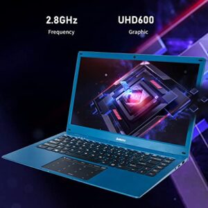 Azeyou Newest 14.1" Thin Light Business Student Laptop Computer, up to 2.8GHz Celeron N4020 Processor, 4GB DDR4 RAM, 64GB Storage, 2MP Webcam, WiFi, Bluetooth, Windows 11 Laptop Blue