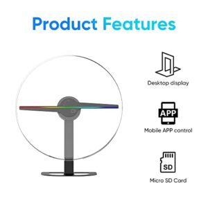 3D Holographic Fan, 3D Hologram Fan with Transparent Round Protective Cover, LED Fan Hologram Projector Suitable for Advertising Player, Party, Commercial Store Sign, Shop, Bar