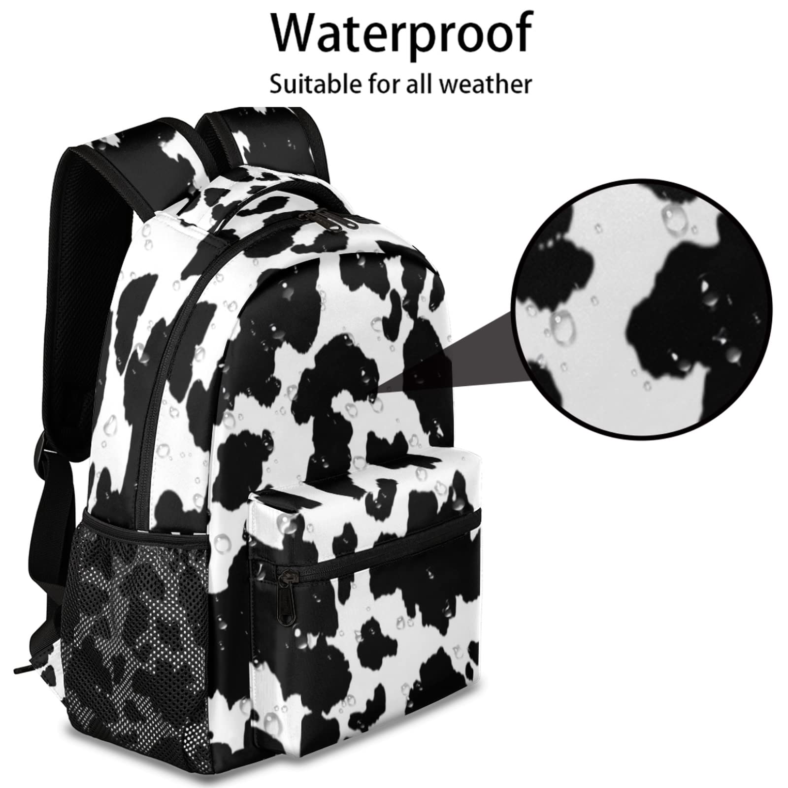 Cow Print Pattern Large Backpack Rucksack Animal Book Bag Travel Hiking School Bag for Adult Boys Girls