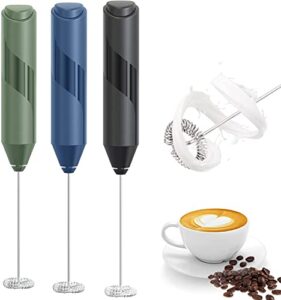 luukmonde powerful milk frother handheld, battery operated frother wand with s/s whisk, mini drink mixer electric handheld, hand frother foam maker for coffee, latte, matcha, hot chocolate, black