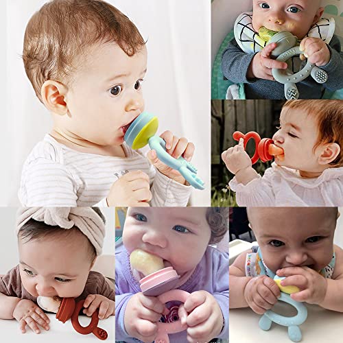 Haakaa Baby Fruit Food Feeder & Mini Freezer Nibble Tray Combo, Breastmilk Popsicle Molds for Cooling Relief, BPA Free Silicone Feeder for Safe Infant Self Feeding, 4 Month+ (Pea Green)