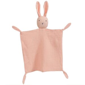 PEIPEIWU Organic Cotton Muslin Lovey Blanket, Organic Cotton Muslin Bunny Security Blanket Soft & Breathable Lovie Baby Gifts for Boys and Girls