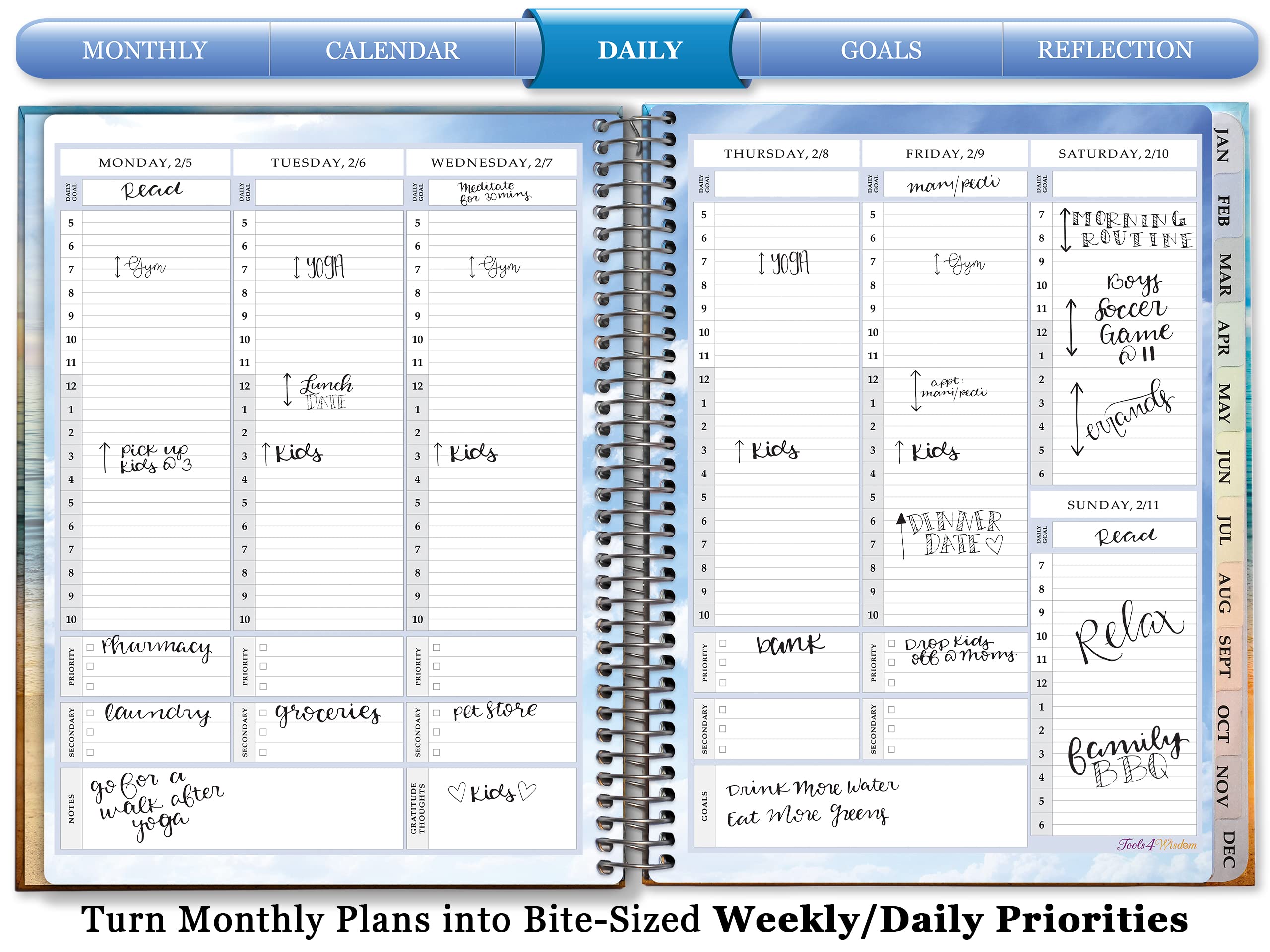 Tools4Wisdom 2024 Planner - 15 Month October 2023 thru Dec 2024 Planner - 8.5x11 Hardcover