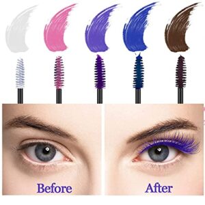 sunny light Colored Eyelash Mascara Set, 5 Colors Colorful Waterproof Rainbow Fiber Eyelashes Long Lasting Thick Volume Eye Lash for Women Cruelty Free Vegan Natural Makeup All Day