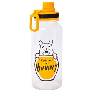 silver buffalo winnie the pooh show me the hunny twist spout plastic water bottle with stickers you stick yourself, 32 ounces