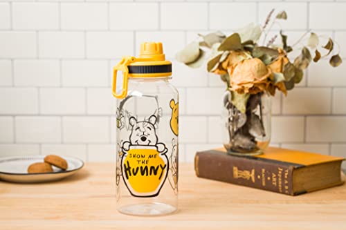 Silver Buffalo Winnie the Pooh Show Me The Hunny Twist Spout Plastic Water Bottle with Stickers You Stick Yourself, 32 Ounces