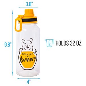 Silver Buffalo Winnie the Pooh Show Me The Hunny Twist Spout Plastic Water Bottle with Stickers You Stick Yourself, 32 Ounces