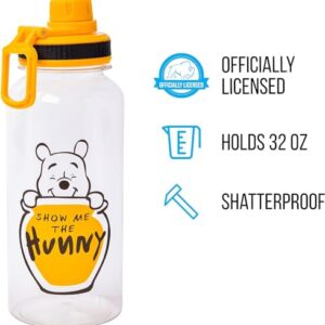 Silver Buffalo Winnie the Pooh Show Me The Hunny Twist Spout Plastic Water Bottle with Stickers You Stick Yourself, 32 Ounces