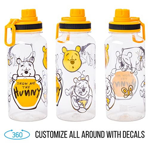 Silver Buffalo Winnie the Pooh Show Me The Hunny Twist Spout Plastic Water Bottle with Stickers You Stick Yourself, 32 Ounces