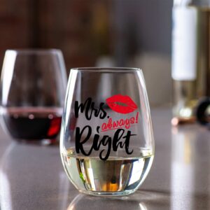 Gnollko Wedding Gift for Couples,Mr Right&Mrs Always Right Glasses for Newlyweds Bride Groom, Engagement Anniversary Party Decorations for Fiance Fiancee Boyfriend Girlfriend Him Her