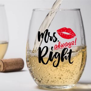 Gnollko Wedding Gift for Couples,Mr Right&Mrs Always Right Glasses for Newlyweds Bride Groom, Engagement Anniversary Party Decorations for Fiance Fiancee Boyfriend Girlfriend Him Her