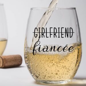 Gnollko Engagement Gifts for Couples,Engaged Party Decoration for Fiance Fiancee Boyfriend Girlfriend Him Her,Wedding Glasses Set for Mr Mrs Bride Groom Bridal Shower