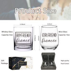 Gnollko Engagement Gifts for Couples,Engaged Party Decoration for Fiance Fiancee Boyfriend Girlfriend Him Her,Wedding Glasses Set for Mr Mrs Bride Groom Bridal Shower