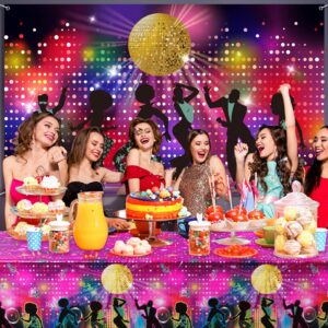 95 Pcs 70s Party Decorations Disco Party Balloons Decoration 70's Party Bundle Includes Inflatable Radio Boombox and Mobile Phone, Disco Plastic Party Backdrop, Tablecloth, Balloons for Hip Hop Party