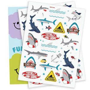 xo, Fetti Shark Temporary Tattoos - 38 Metallic Styles | Underwater Sea Creature, Ocean Animal Birthday Party Supplies, Summer, Totally Jawsome, Arts and Crafts