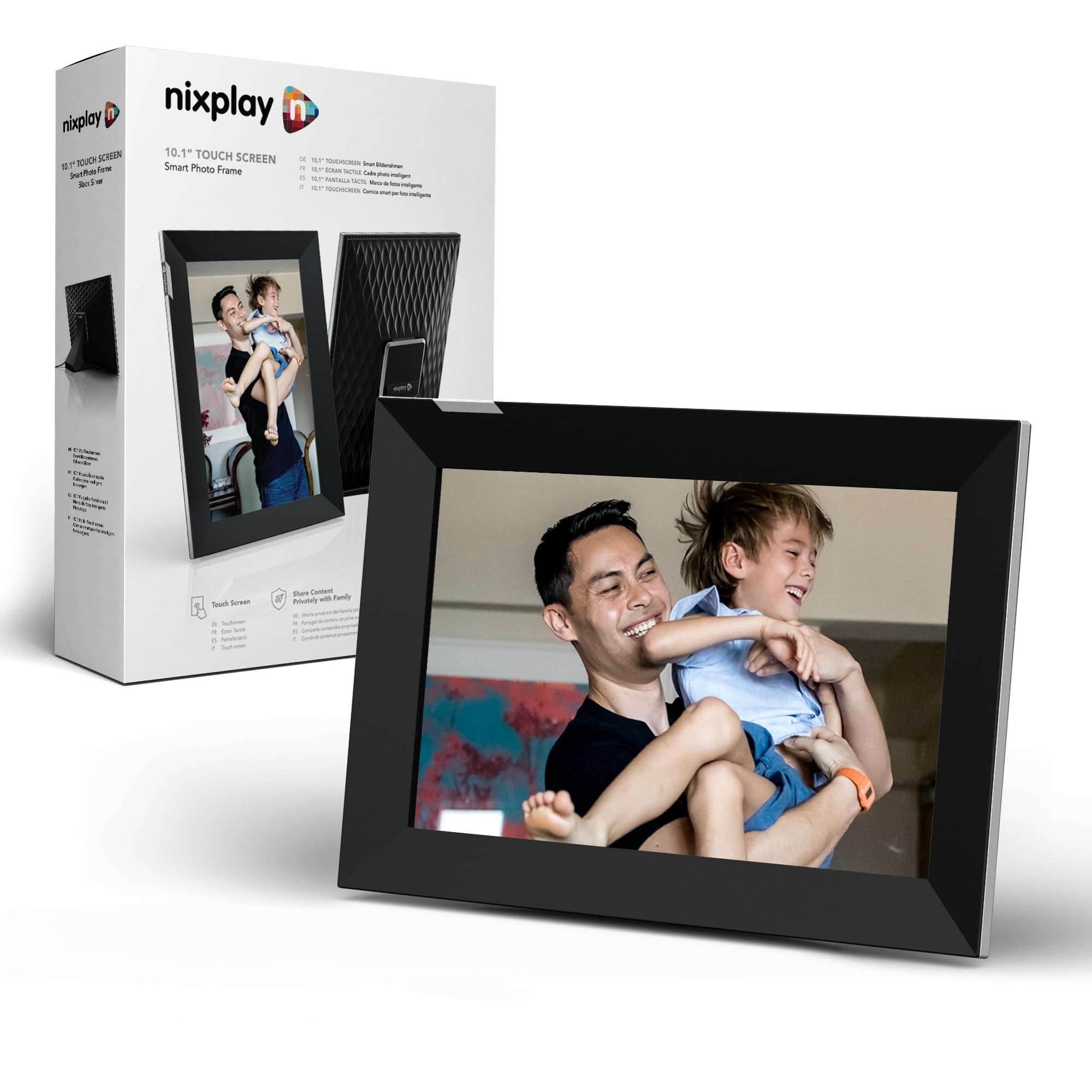 Nixplay Digital Touch Screen Picture Frame with WiFi - 10.1” Photo Frame, Connecting Families & Friends (Black/Silver)