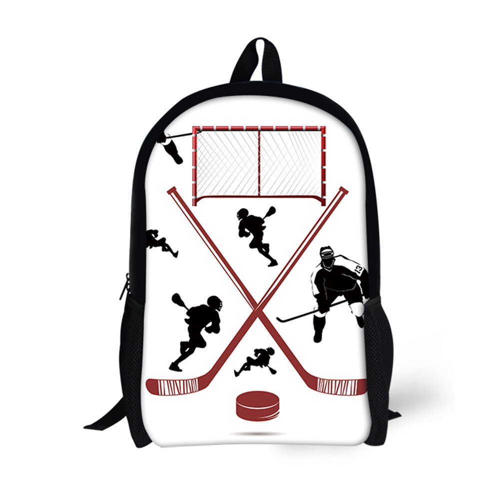 Nakgn Hockey Player Print Kids School Backpack for Elementary Girl Boy