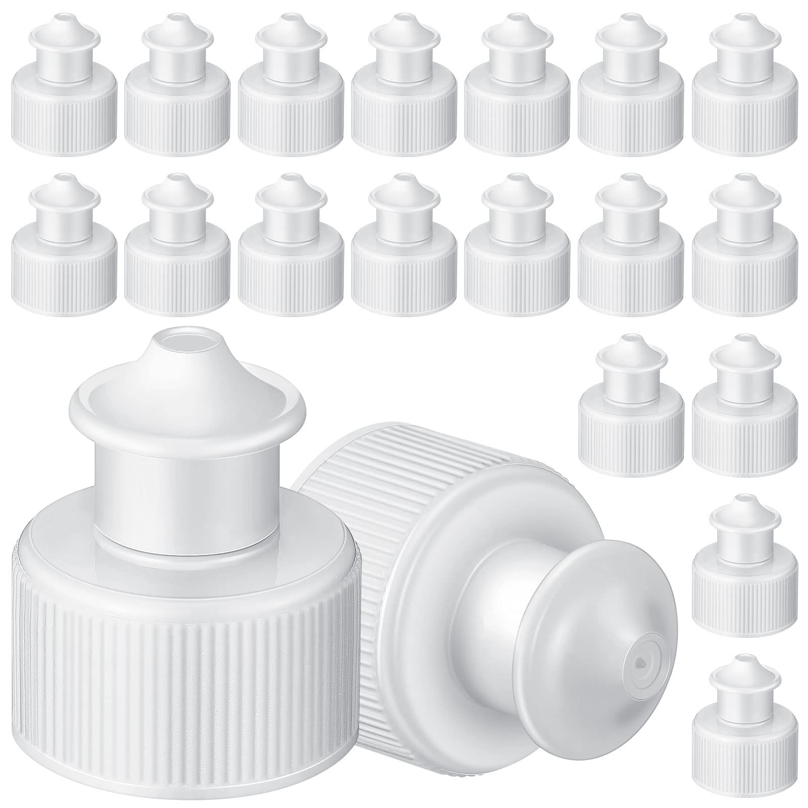 20 Pack Push Pull Caps for Bottles 28 mm Plastic Water Bottle Cap Bottle Sports Cap Water Bottle Replacement Tops Sport Bottle Lid Replacement Caps, White