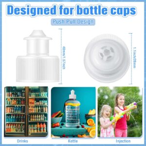 20 Pack Push Pull Caps for Bottles 28 mm Plastic Water Bottle Cap Bottle Sports Cap Water Bottle Replacement Tops Sport Bottle Lid Replacement Caps, White