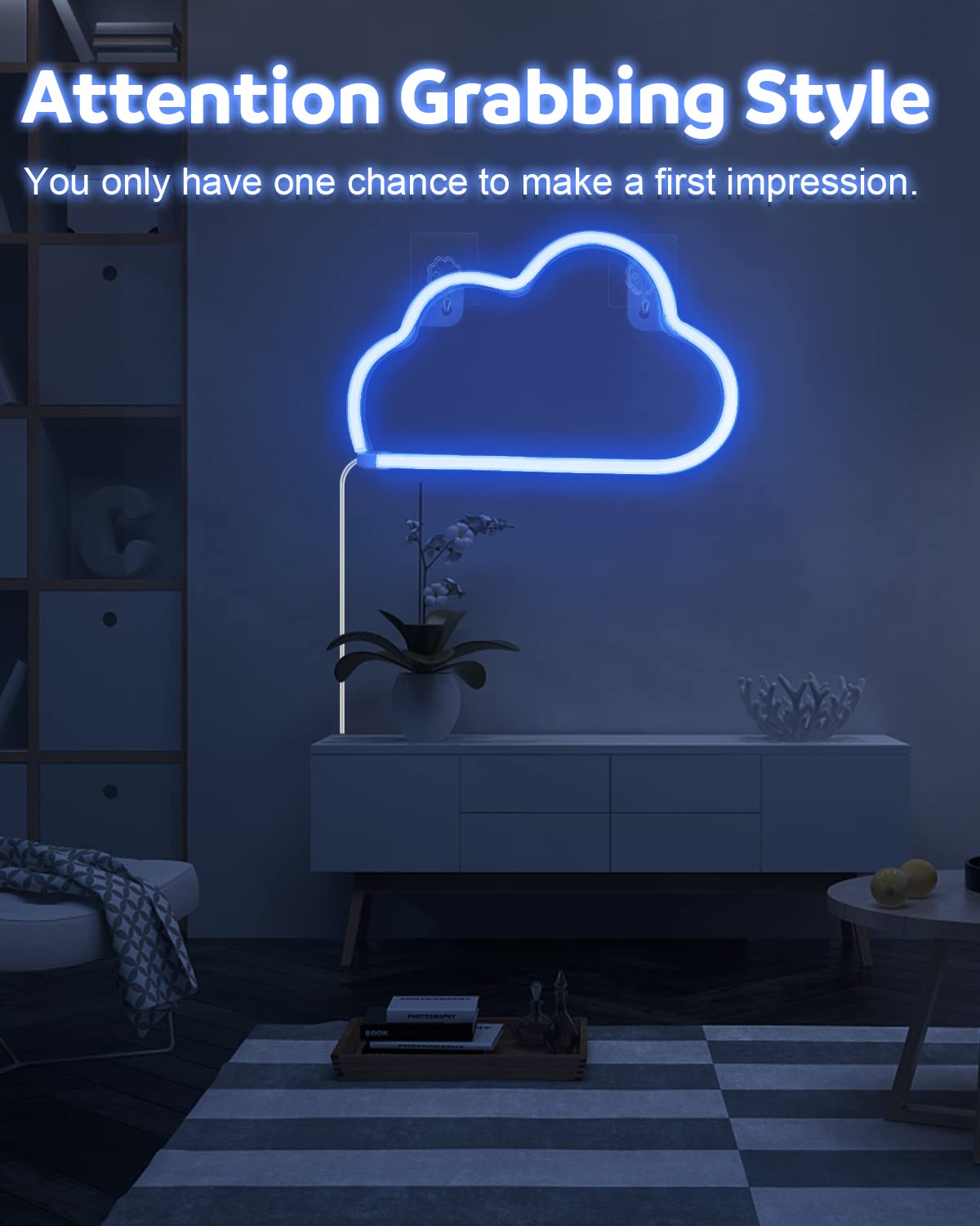 Aclorol Cloud Neon Signs Neon Light Sign for Wall Decor Battery/USB Powered Led Cloud Lights Blue for Aesthetic Room Dec, Bedroom, Kids Room, Living Room Party Wedding（Batteries Not Included)