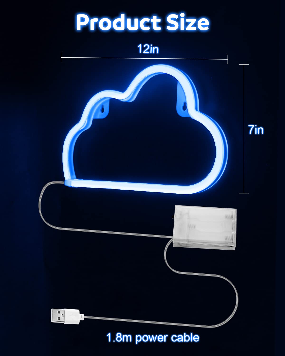 Aclorol Cloud Neon Signs Neon Light Sign for Wall Decor Battery/USB Powered Led Cloud Lights Blue for Aesthetic Room Dec, Bedroom, Kids Room, Living Room Party Wedding（Batteries Not Included)