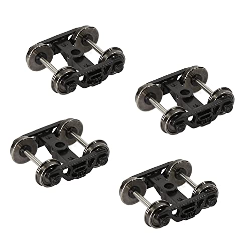 4pcs HO Scale 1:87 Model Trains Bogies with 33" DC Metal Wheels (Style A)