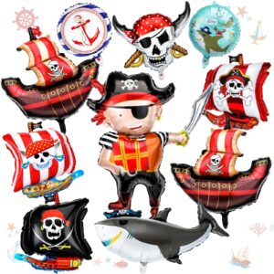 10 pcs pirate ship foil balloons pirate birthday party supplies pirate party decorations ocean birthday decorations pirate balloons pirate ship skeleton shark balloon for birthday party supplies