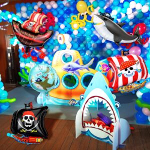 10 Pcs Pirate Ship Foil Balloons Pirate Birthday Party Supplies Pirate Party Decorations Ocean Birthday Decorations Pirate Balloons Pirate Ship Skeleton Shark Balloon for Birthday Party Supplies