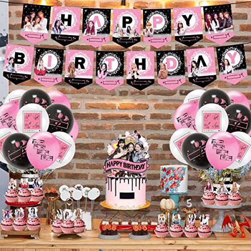 Blackpink Birthday Party Supplies,Black Girl Pink Girl Birthday party Decoration