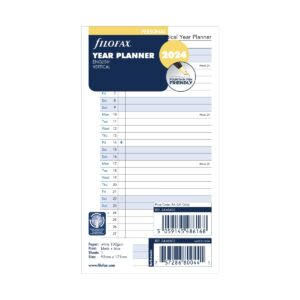 filofax 2024 personal year planner, vertical, 24-68402, paper, white, planner