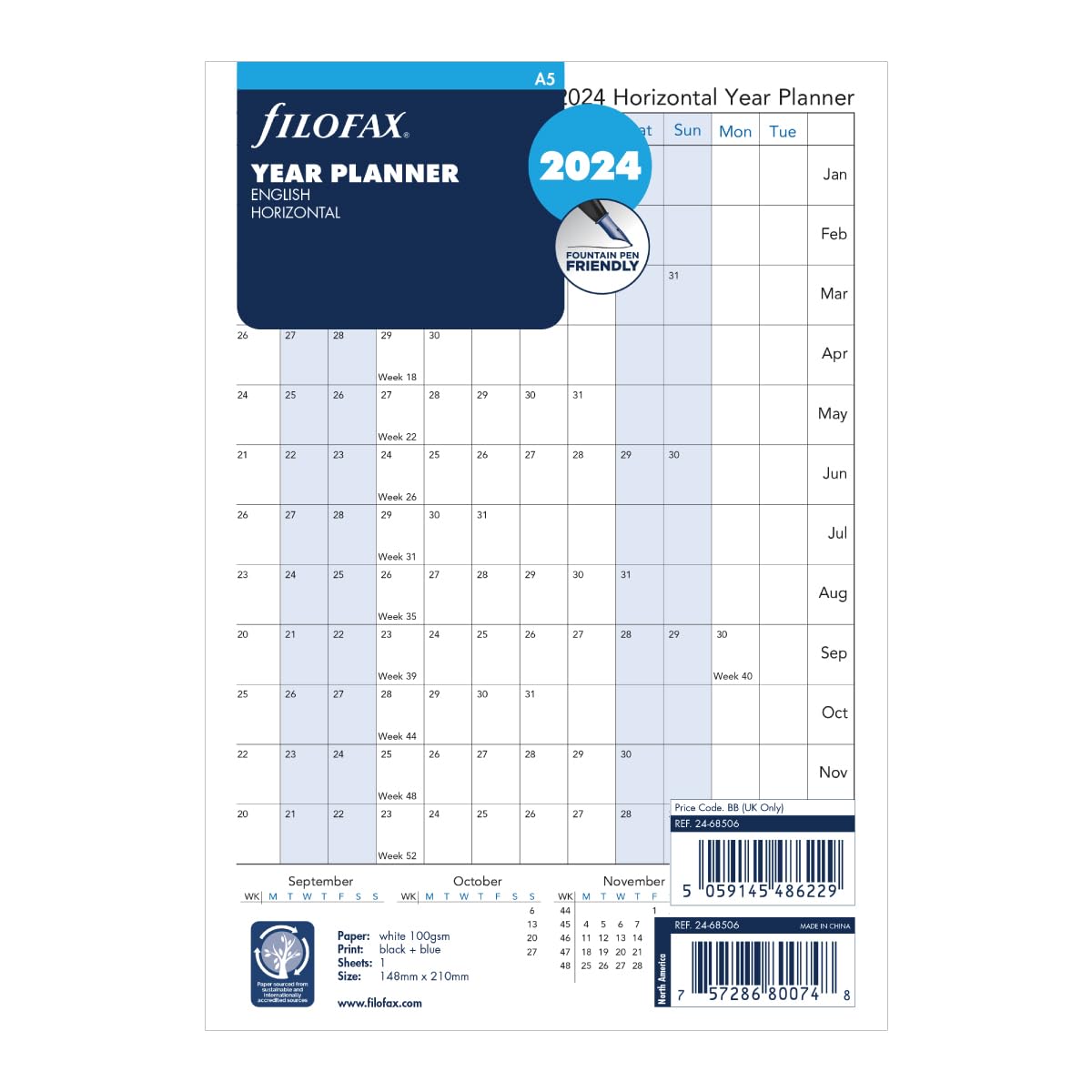 Filofax A5 2024 Year Planner horizontal 24-68506