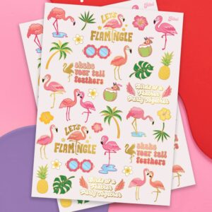 xo, Fetti Flamingo Temporary Tattoos for Kids - 50 Styles | Final Flamingle Bachelorette, Summer Birthday Party Supplies, Pool Party Favors, Palm Tree Pineapple Arts and Crafts