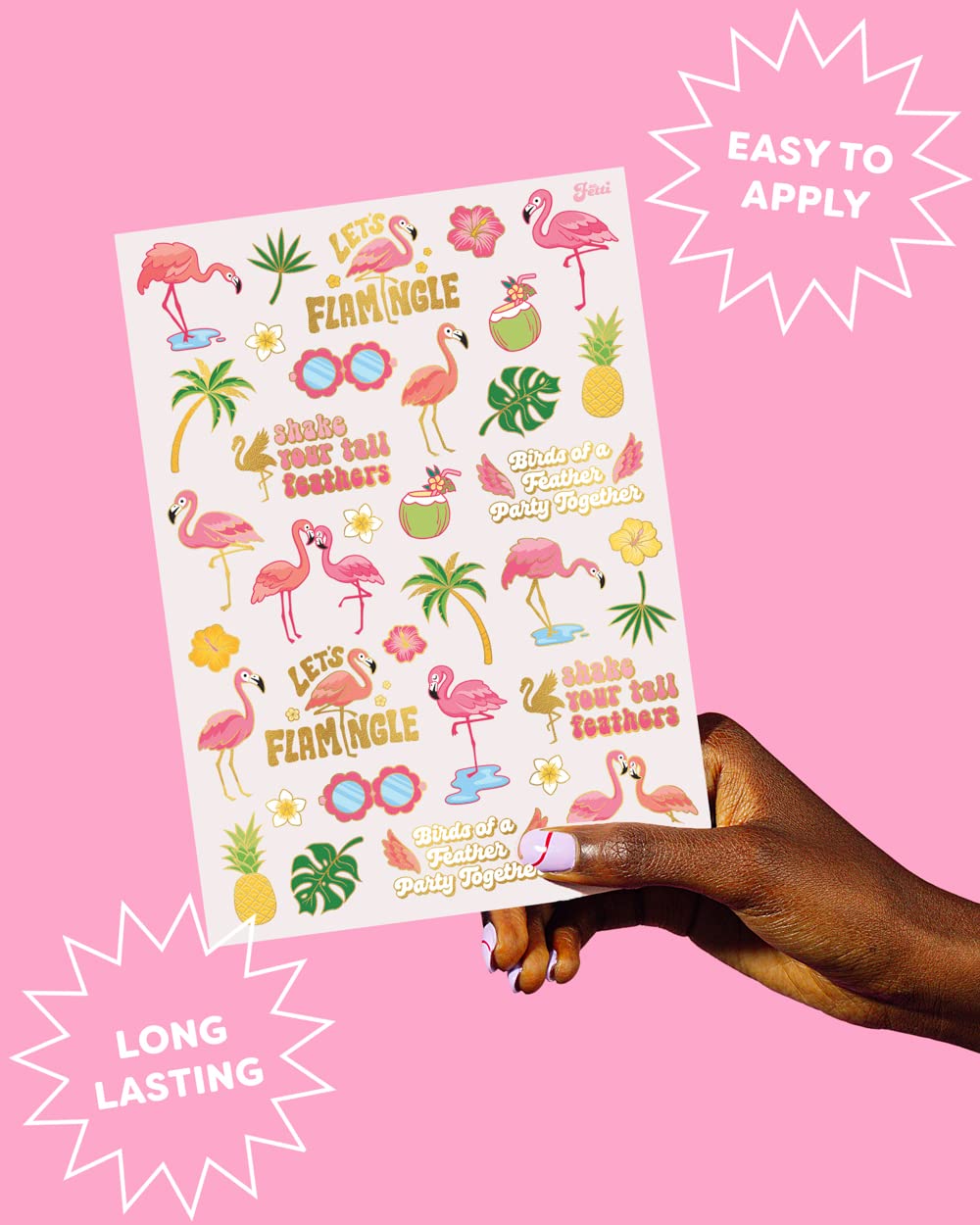 xo, Fetti Flamingo Temporary Tattoos for Kids - 50 Styles | Final Flamingle Bachelorette, Summer Birthday Party Supplies, Pool Party Favors, Palm Tree Pineapple Arts and Crafts