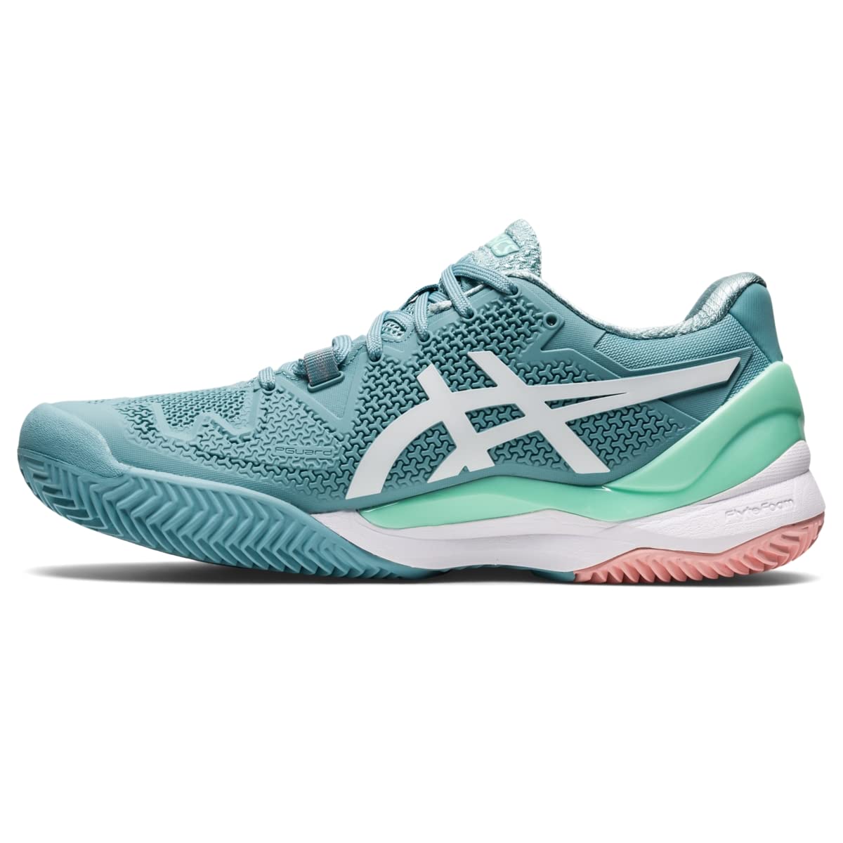 ASICS Women's Gel-Resolution 8 Clay Tennis Shoes, 9, Smoke Blue/White