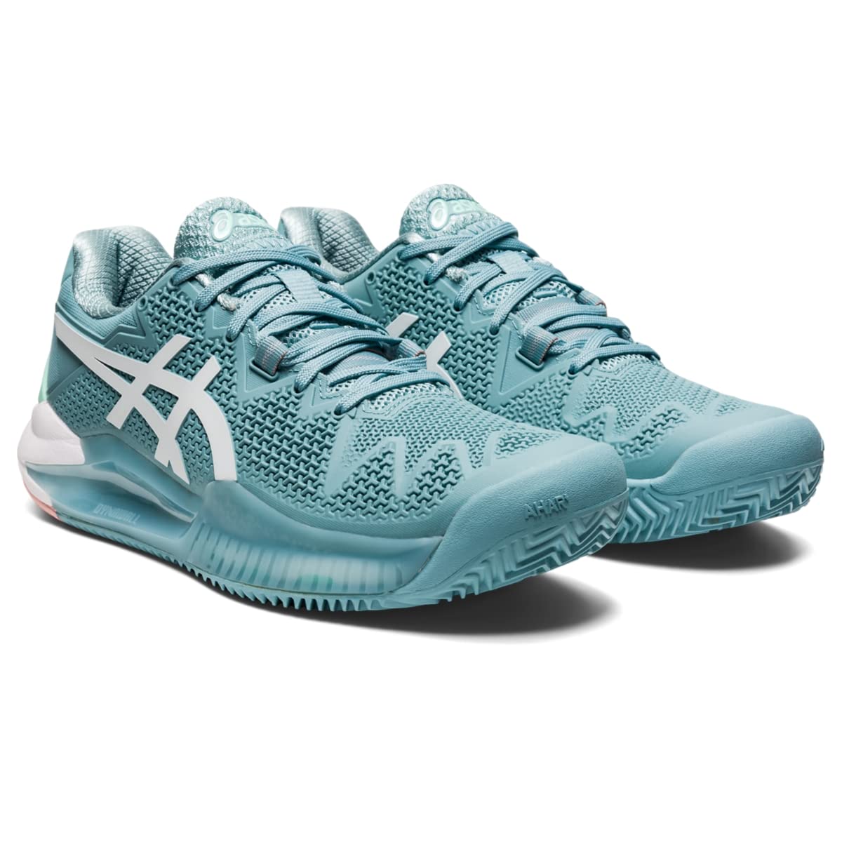 ASICS Women's Gel-Resolution 8 Clay Tennis Shoes, 9, Smoke Blue/White