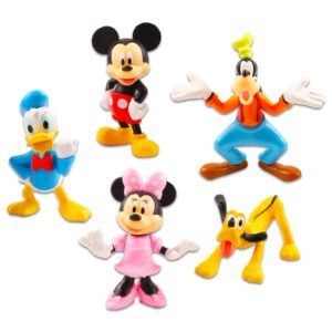 Mickey and Friends Mini Figures 5 Pack - Toy Bundle with 5 Cupcake Topper Figurines Including Mickey, Minnie, and More Plus Mickey Stickers and More (Party Supplies)
