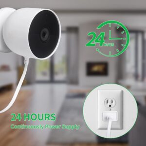 2Pack Power Adapter Compatible with Google Nest Cam Outdoor or Indoor, Battery, with 16.4Ft/5m Weatherproof Charging Cable Continuously Power Your Nest Cam (Battery) - White