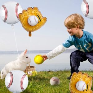 9 Pcs Baseball Balloons and Baseball Glove Balloons 20 Inch Sports Mylar Balloon for Baseball Themed Birthday Party Supplies Baby Shower Decoration