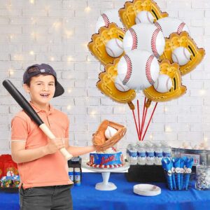 9 Pcs Baseball Balloons and Baseball Glove Balloons 20 Inch Sports Mylar Balloon for Baseball Themed Birthday Party Supplies Baby Shower Decoration