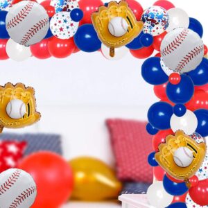 9 Pcs Baseball Balloons and Baseball Glove Balloons 20 Inch Sports Mylar Balloon for Baseball Themed Birthday Party Supplies Baby Shower Decoration