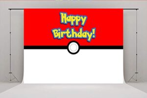 5x3ft cartoon video game birthday photography backdrops magical pet red and white ball photo background party table banner back drop decor