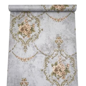 yifasy shelf liner grey royal floral drawer cabinets furniture decorative paper wallpaper pvc self adhesive 118x17.7 inch