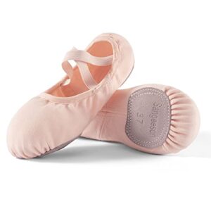 dance women's ballet shoes stretch canvas performa dance slippers split sole for girls/adult, size 8, pink
