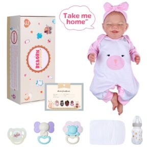 BABESIDE Lifelike Reborn Baby Dolls - 20-Inch Sweet Smile Real Life Realistic-Newborn Full Body Vinyl Sleeping Baby Girl with Toy Accessories Gift Set for Kids Age 3+