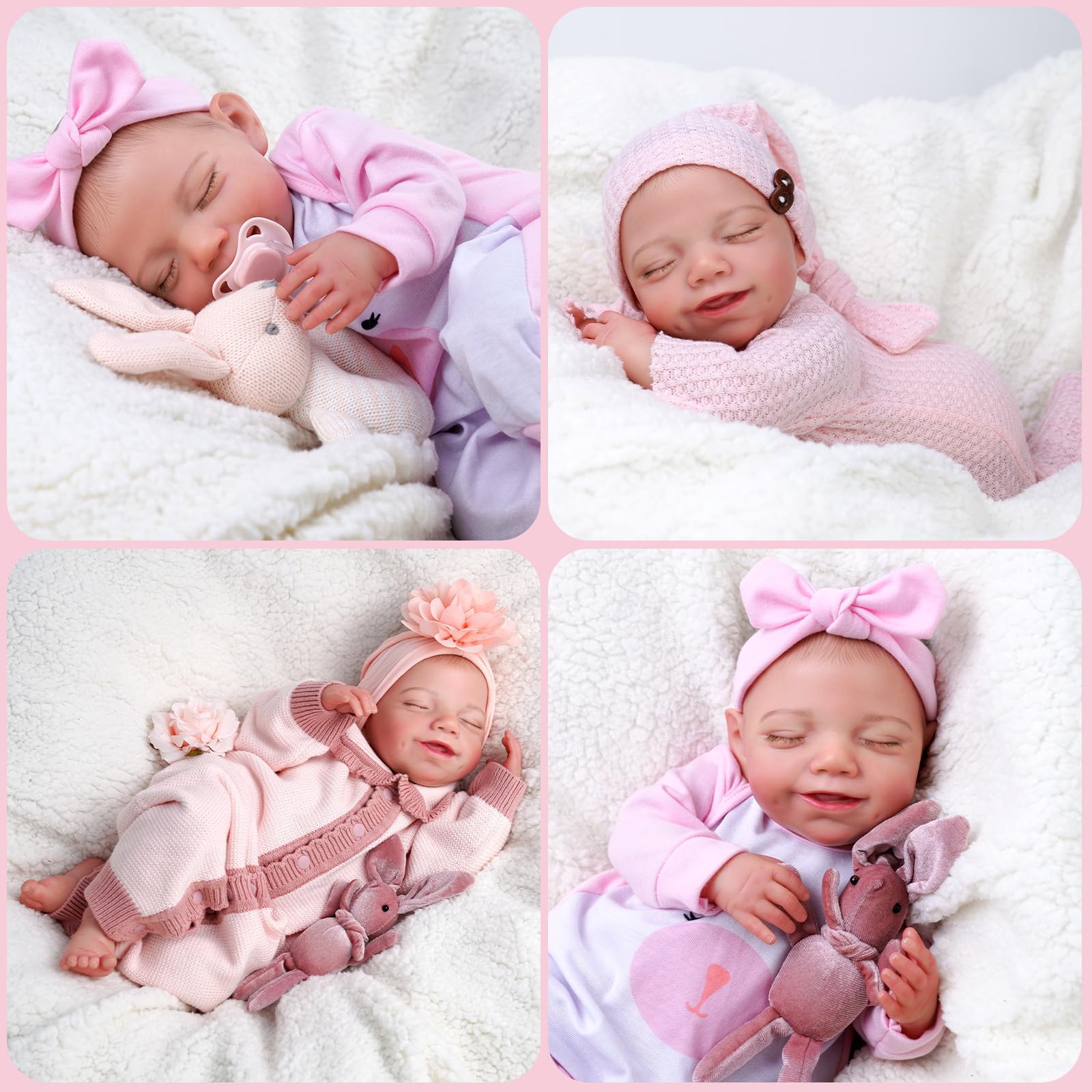 BABESIDE Lifelike Reborn Baby Dolls - 20-Inch Sweet Smile Real Life Realistic-Newborn Full Body Vinyl Sleeping Baby Girl with Toy Accessories Gift Set for Kids Age 3+