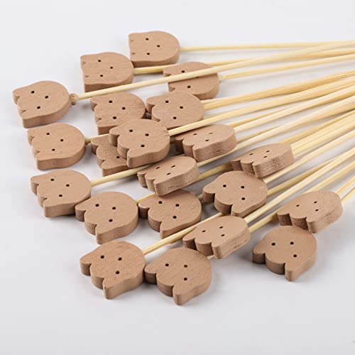 200 Pcs Bamboo Cocktail Picks 4.7 Inch Bear Face Cocktail Sticks Food Picks Decorative Toothpicks for Appetizers, Fruits, Dessert, Baby Shower, Birthday Wedding, Party Supplies(Bear)