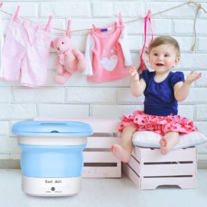 East doll Portable Washing and Drying Machine for Baby Clothes, Underwear or Small Items, Suitable for Apartment, Laundry, Camping, RV, Travel (110V-240V) - Best Gift Choice, Blue