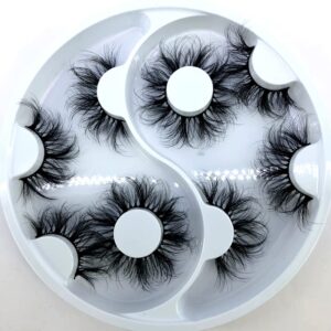 HBZGTLAD 5 Pairs False Eyelashes Cat-Eye Fluffy Faux Mink Lashes 8D Wispy Lashes Dramatic Long Thick Volume Fake Eye Lash(WX-28)