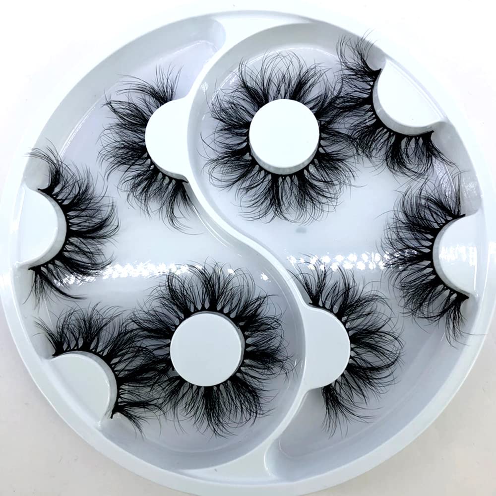 HBZGTLAD 5 Pairs False Eyelashes Cat-Eye Fluffy Faux Mink Lashes 8D Wispy Lashes Dramatic Long Thick Volume Fake Eye Lash(WX-28)